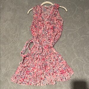 Poupette St. Barth Ruffle V Neck Wrap Mini Dress